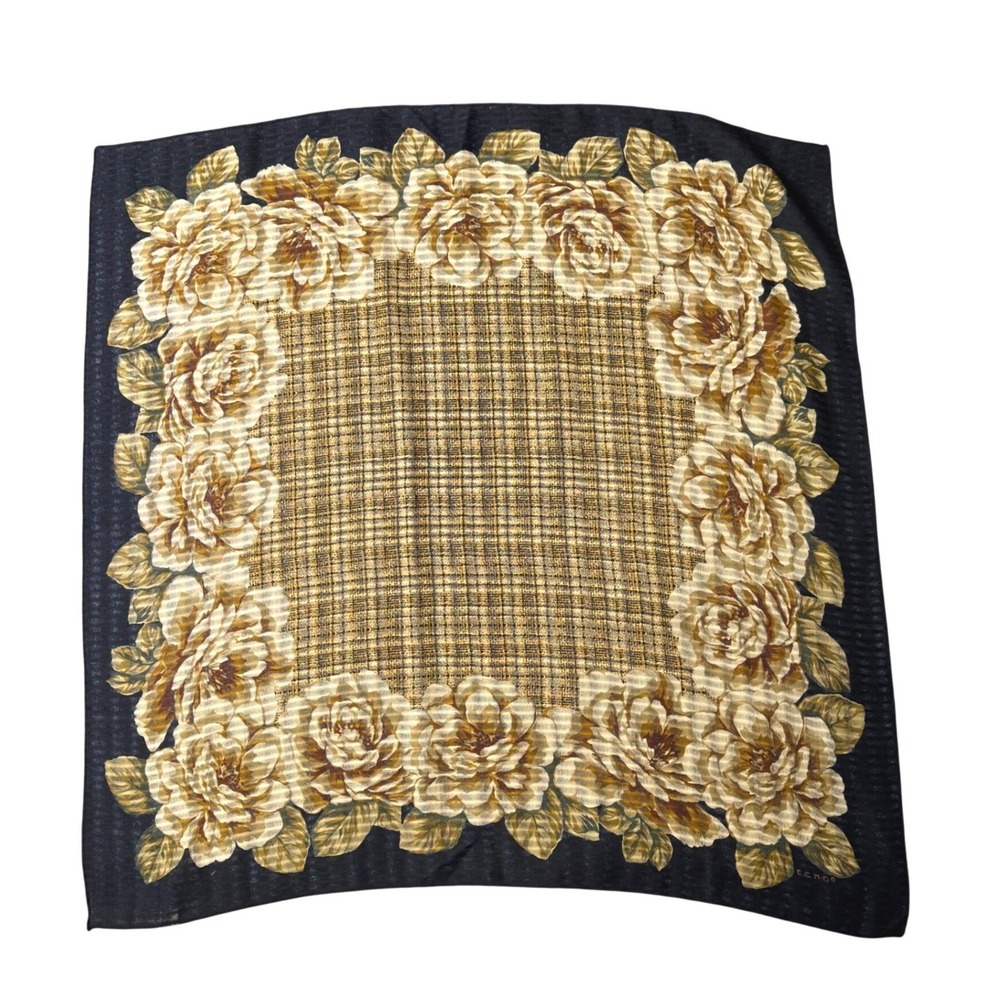 Echo Brown/Gold Floral Wool Scarf 34" Square